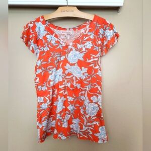 Philosophy Republic Clothing Ruffle Sleeve Tee ~ORANGE ~MEDIUM **NEW